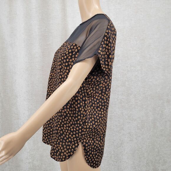 Carlo Moda Vintage Matching Set Black Gold Dot Trousers Blouse Illusion Neckline - Picture 8 of 15